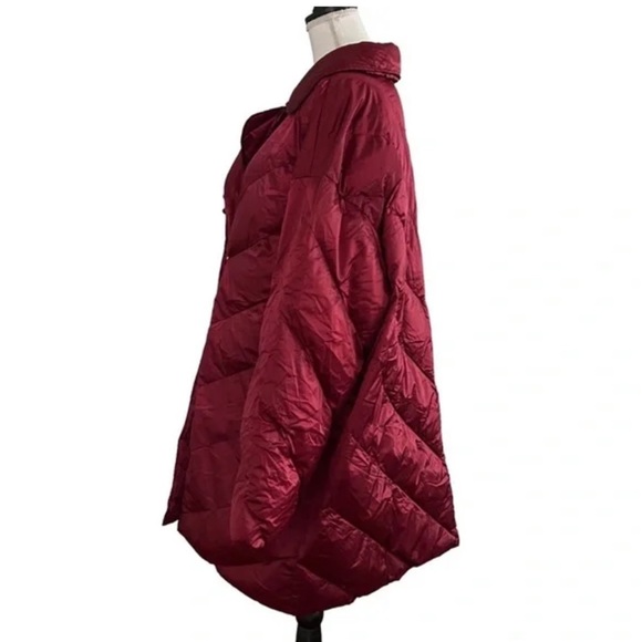 Women's Plus Size Puffer Jacket - Ava & Viv Berry Red - Picture 2 of 8